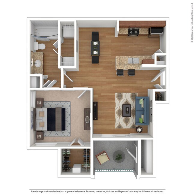 1 Bed 1 Bath 680 SqFt (607 Net) 1033 floor plan